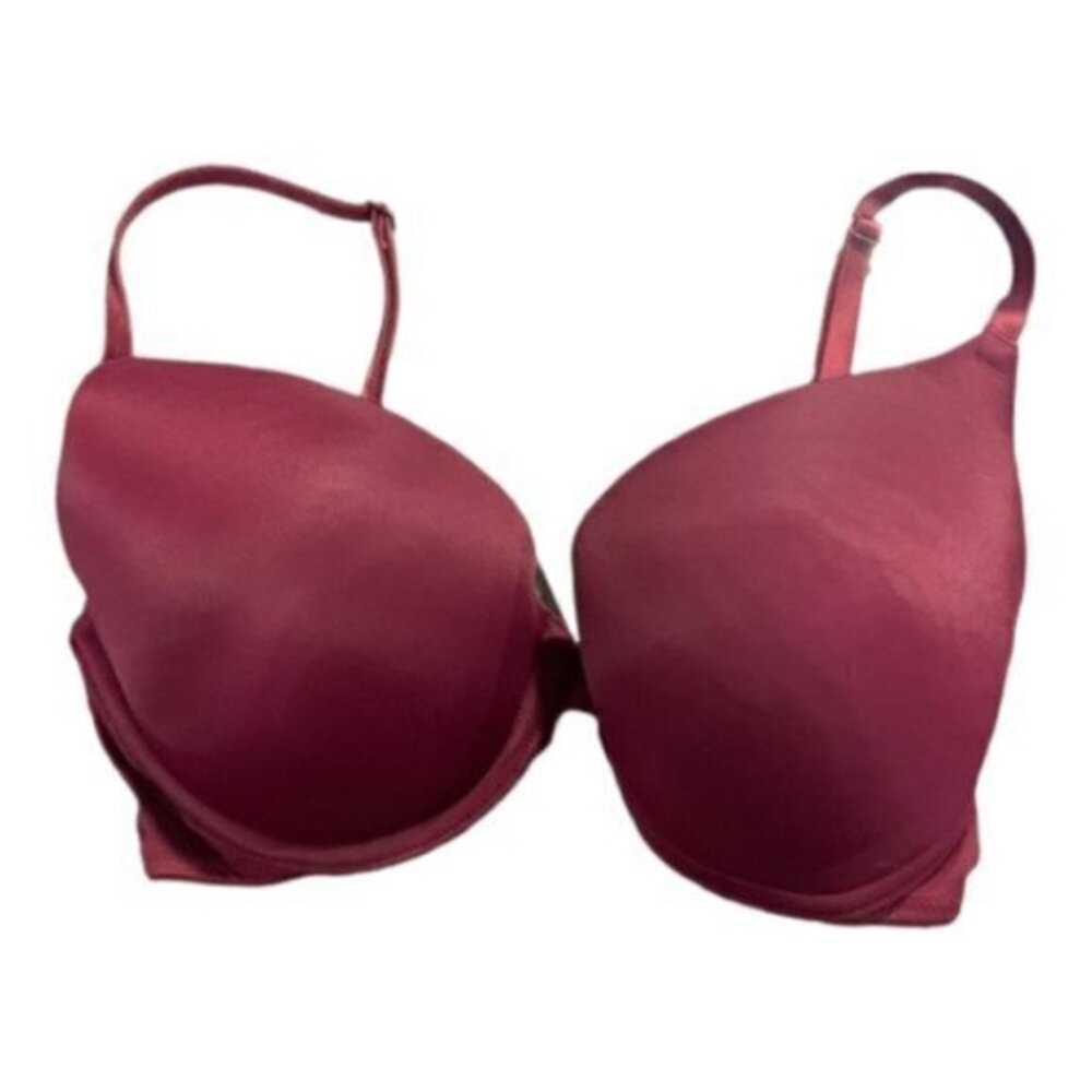 PINK Victoria’s Secret Wear Everywhere Push-Up VS Maroon Bra Size 32D GUC #7392